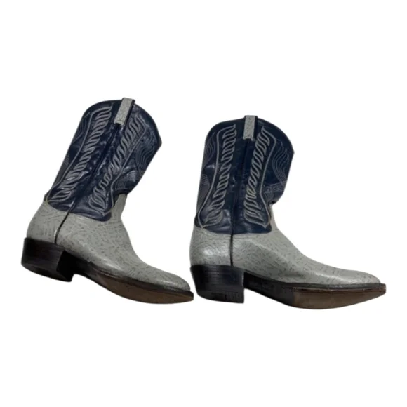 Tony Lama Cowboy Boots Men’s Western Gray Leather with Black Shaft Size 10.5 - Picture 6 of 14